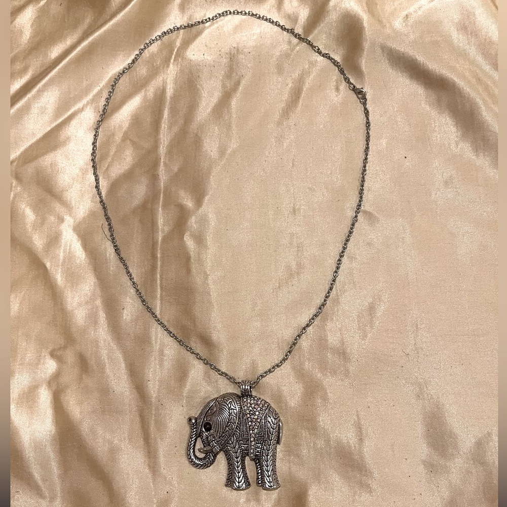 Silver Elephant Statement Necklace